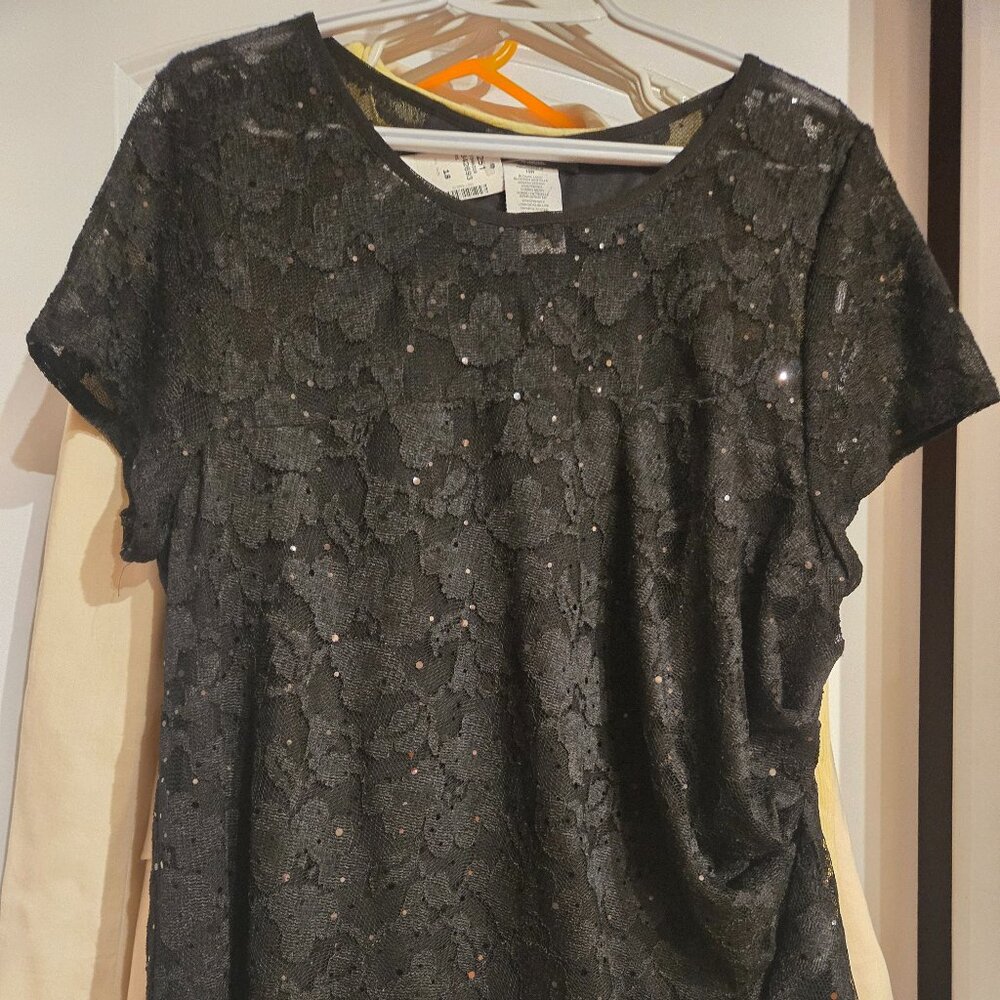 Black Lacey Line Blouse, NEW